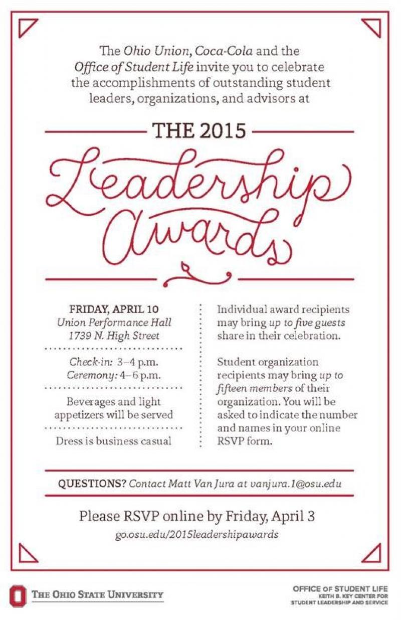 Leadership Award Formal Invitation