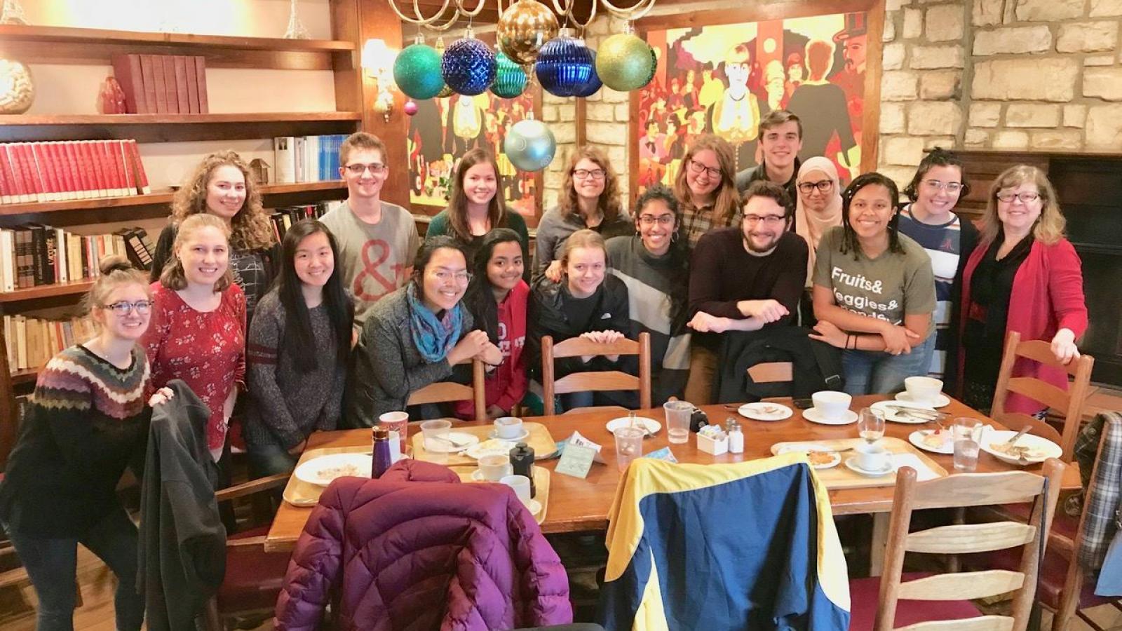 French 2101 Honors students enjoy a meal at La Chatelaine with Dr. Danielle Marx-Scouras