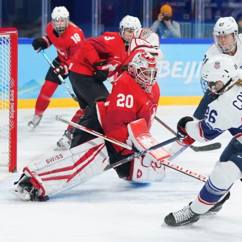 Andrea Braendli during a hockey game at the 2022 Olympic Games