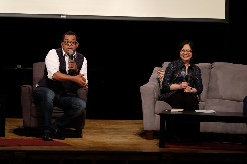 Charles and Wong at talk-show discussion