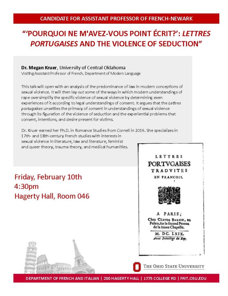 Megan Kruer's lecture flyer