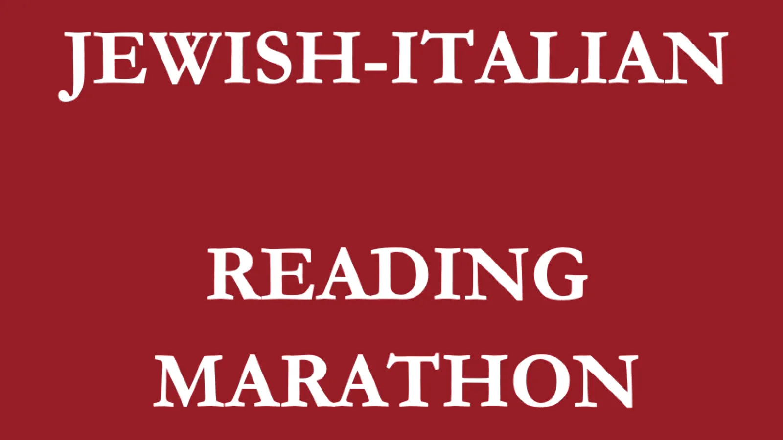 Jewish-Italian Reading Marathon text on red background