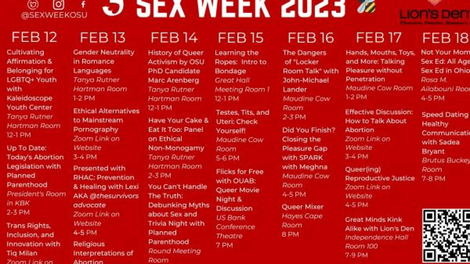 Sex Week 2023 Schedule