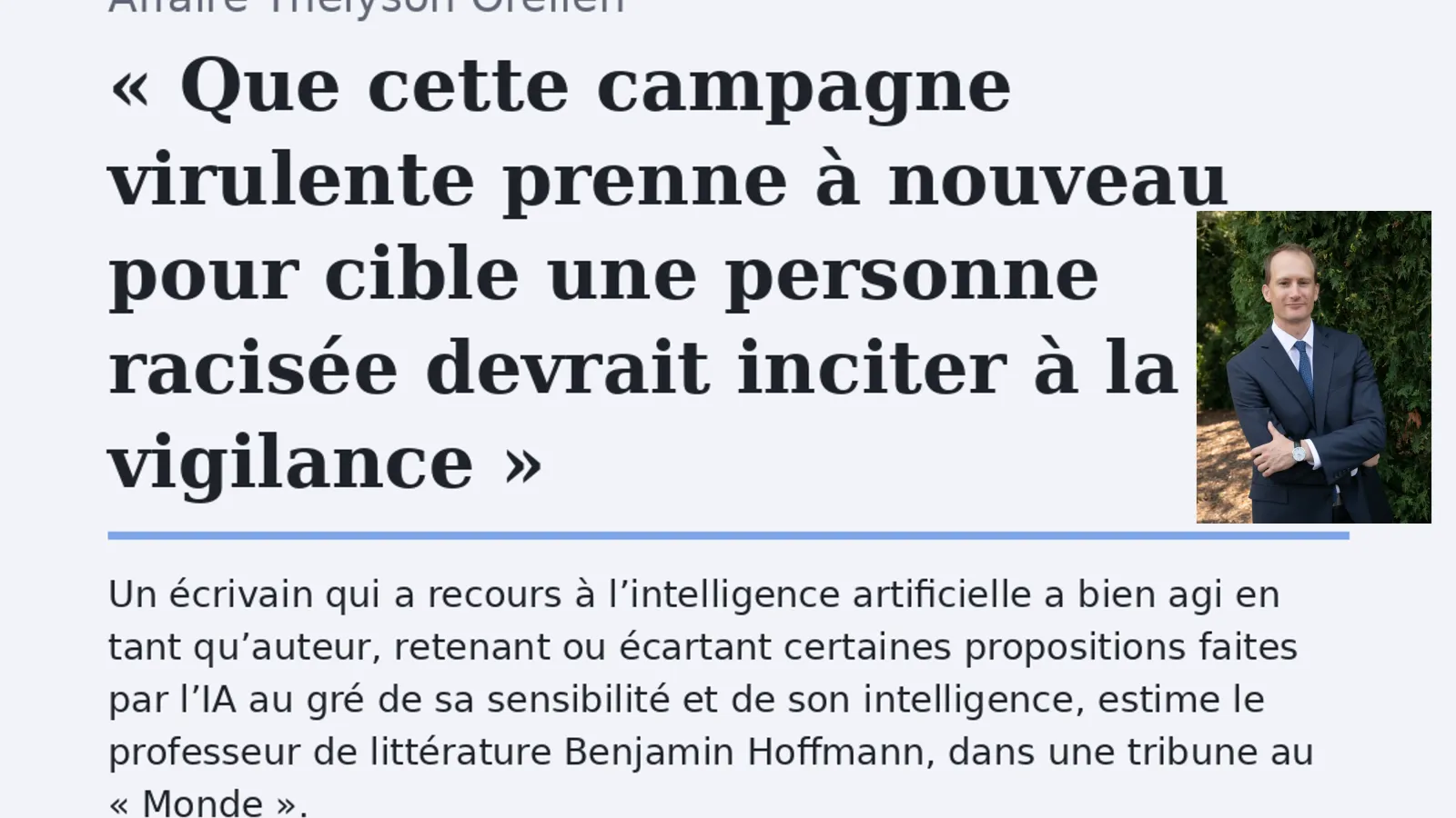 cover of Le Monde newspaper article by Dr. Hoffmann