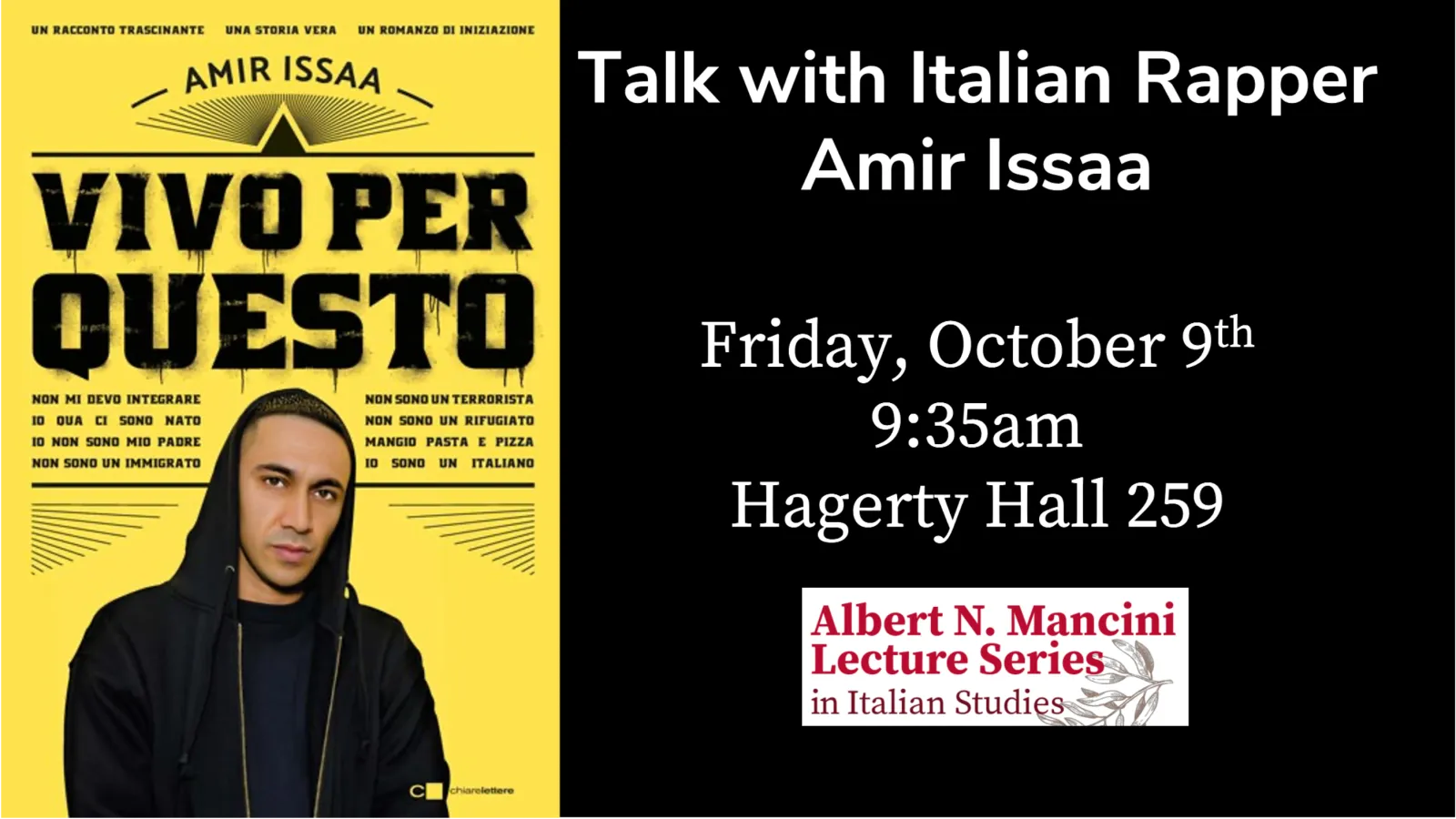 Amir Issaa's book "Vivo per Questo"