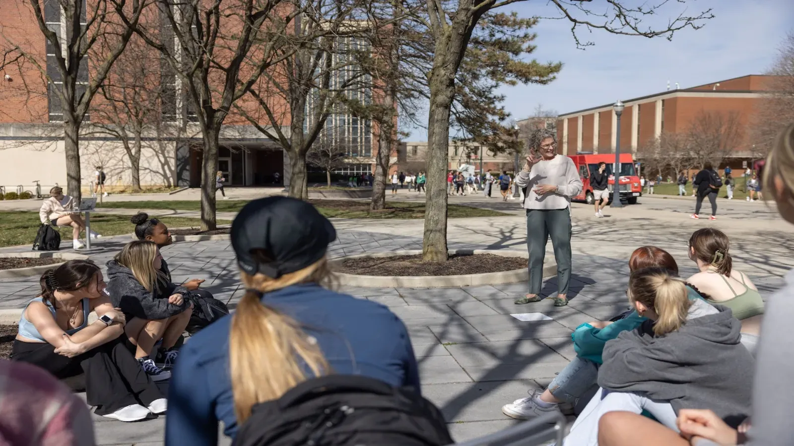 group of students outside at Ohio State campus
