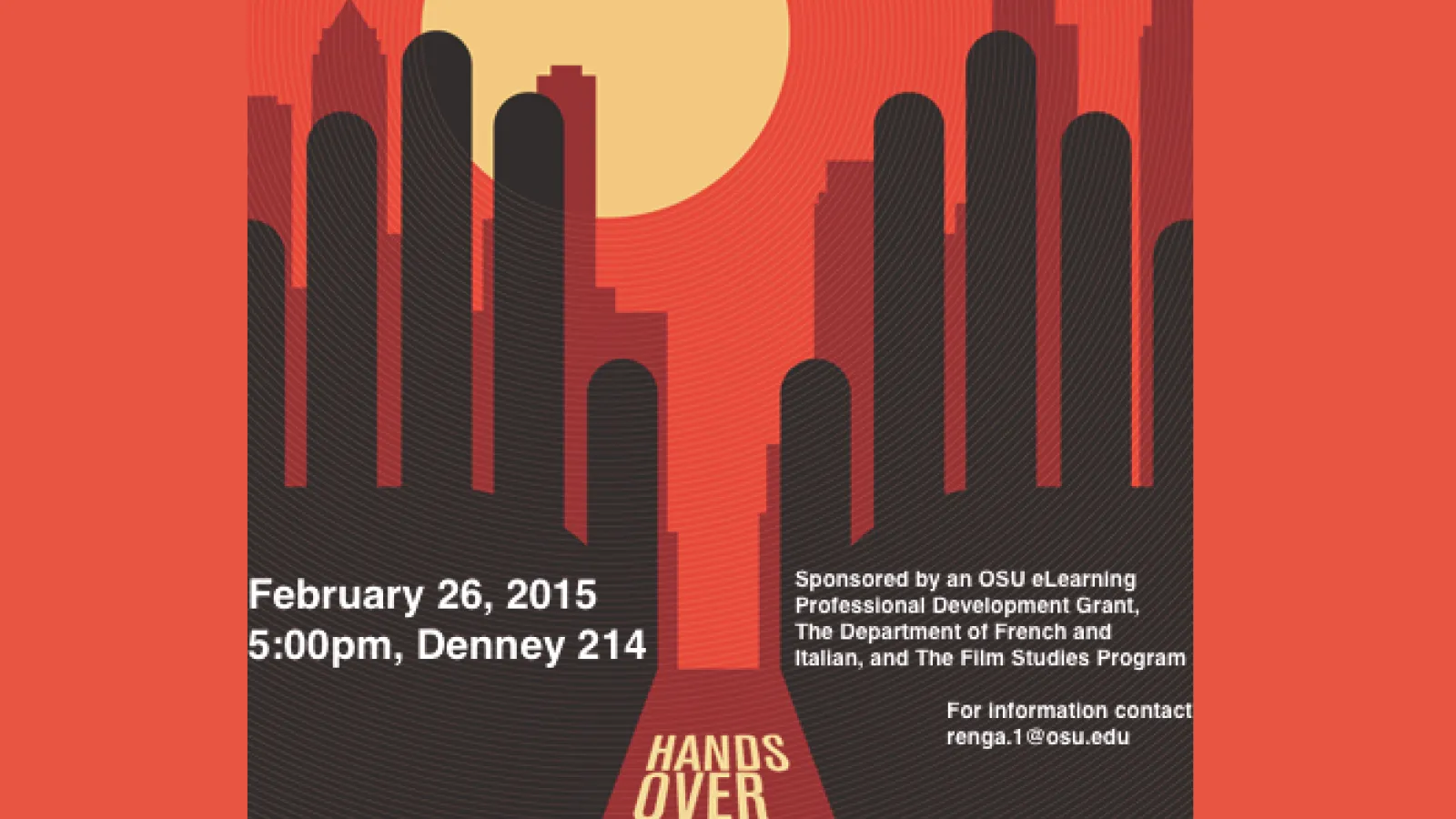 Geographies of the Mafia and Life Sentences flyer, image of dark hands reaching over a city.