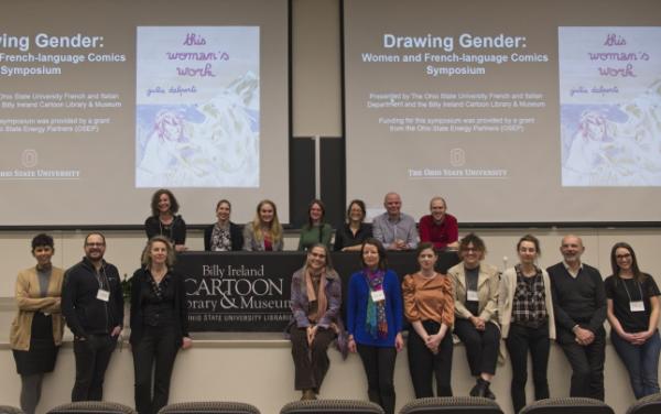 Group photo from “Drawing Gender: Women and French-language Comics” Symposium