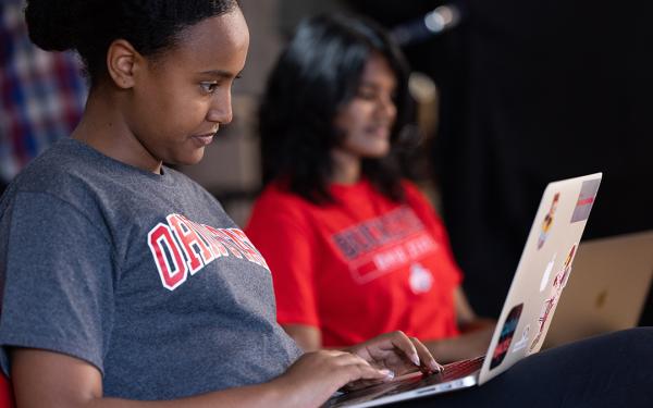 student on computer