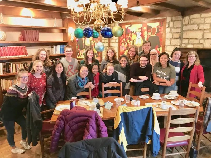 French 2101 Honors students enjoy a meal at La Chatelaine with Dr. Danielle Marx-Scouras