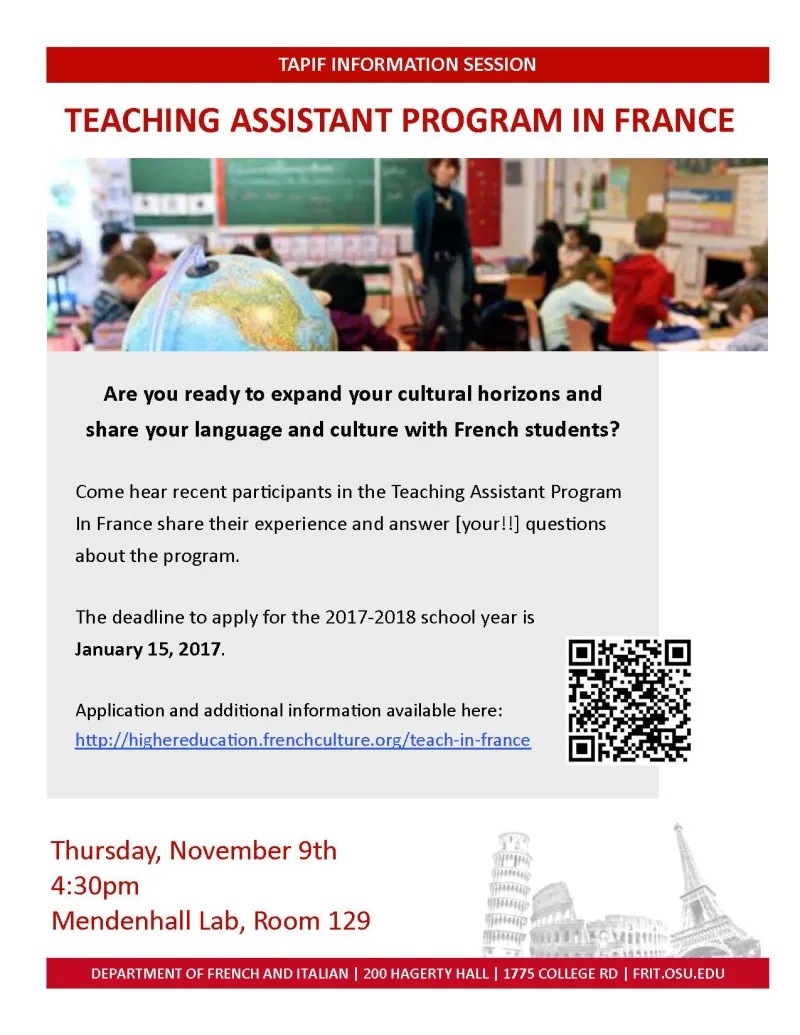 TAPIF Information Session flyer