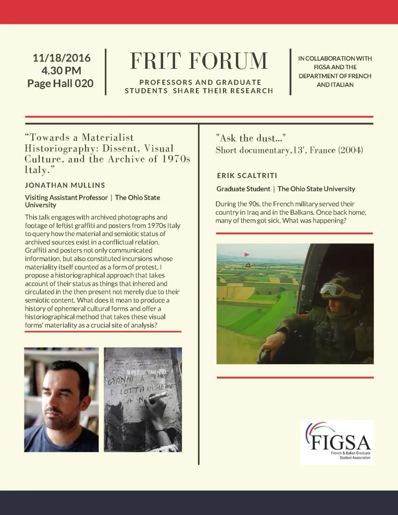 Towards a Materialist Historiography flyer