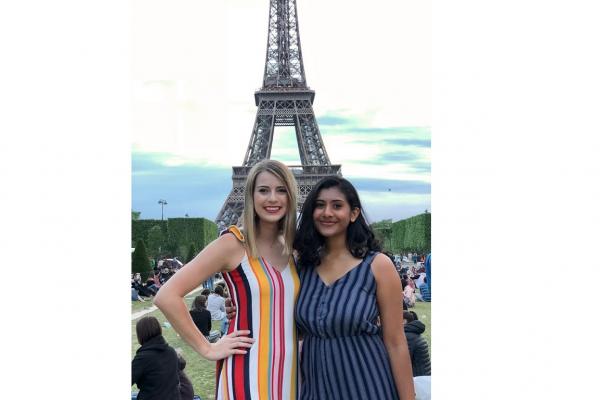 Students Lindsey Broerman and Apoorva Vallampti during the Global May Paris program