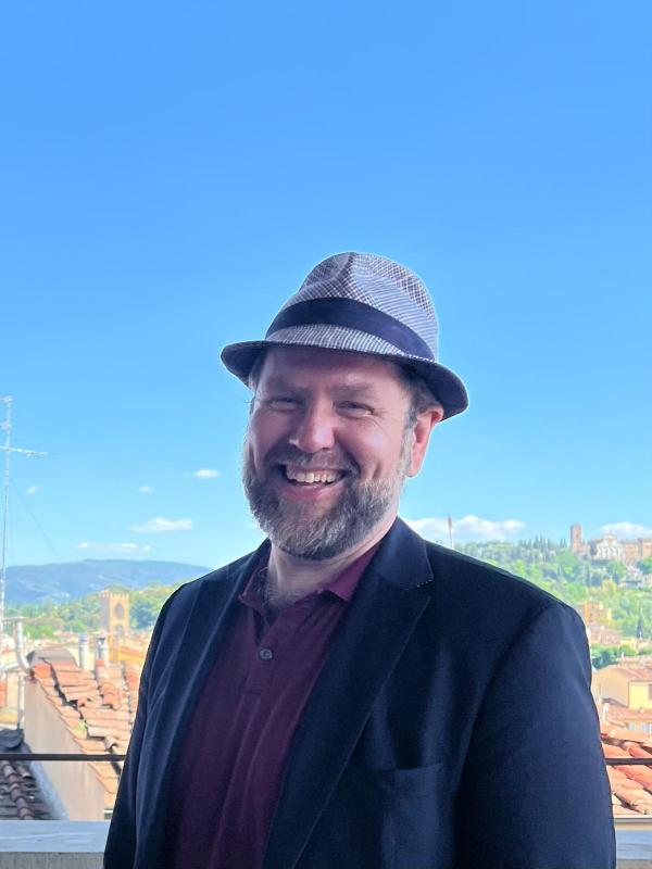 Professor Combs-Schilling atop Palazzo Vecchio in Florence