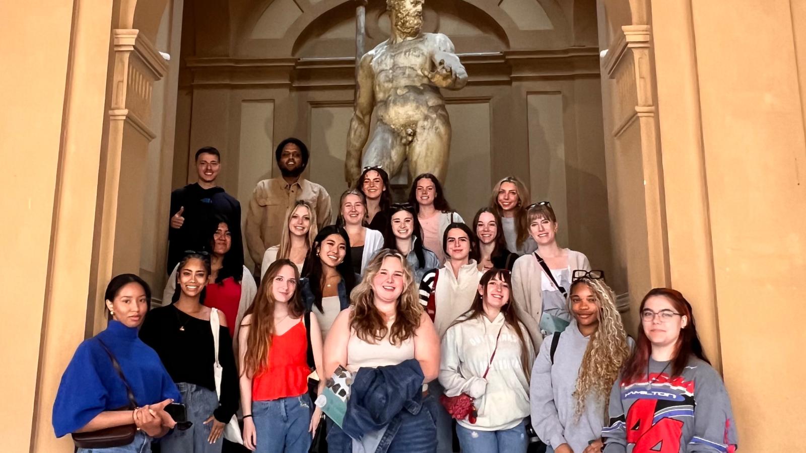 The group of students studying abroad in Italy