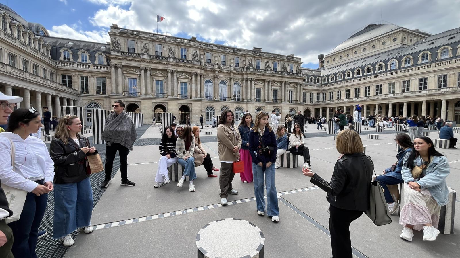 Students participating in a guided tour in France