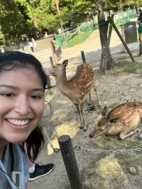 Brenda posing with deer